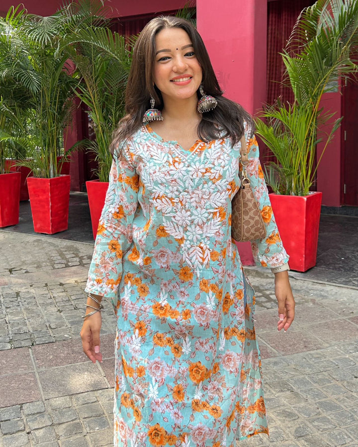 Sakheena Mulmul Chikankari Kurta
