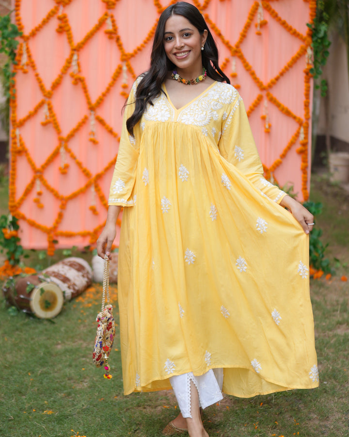 Qurbat Chikankari Gown