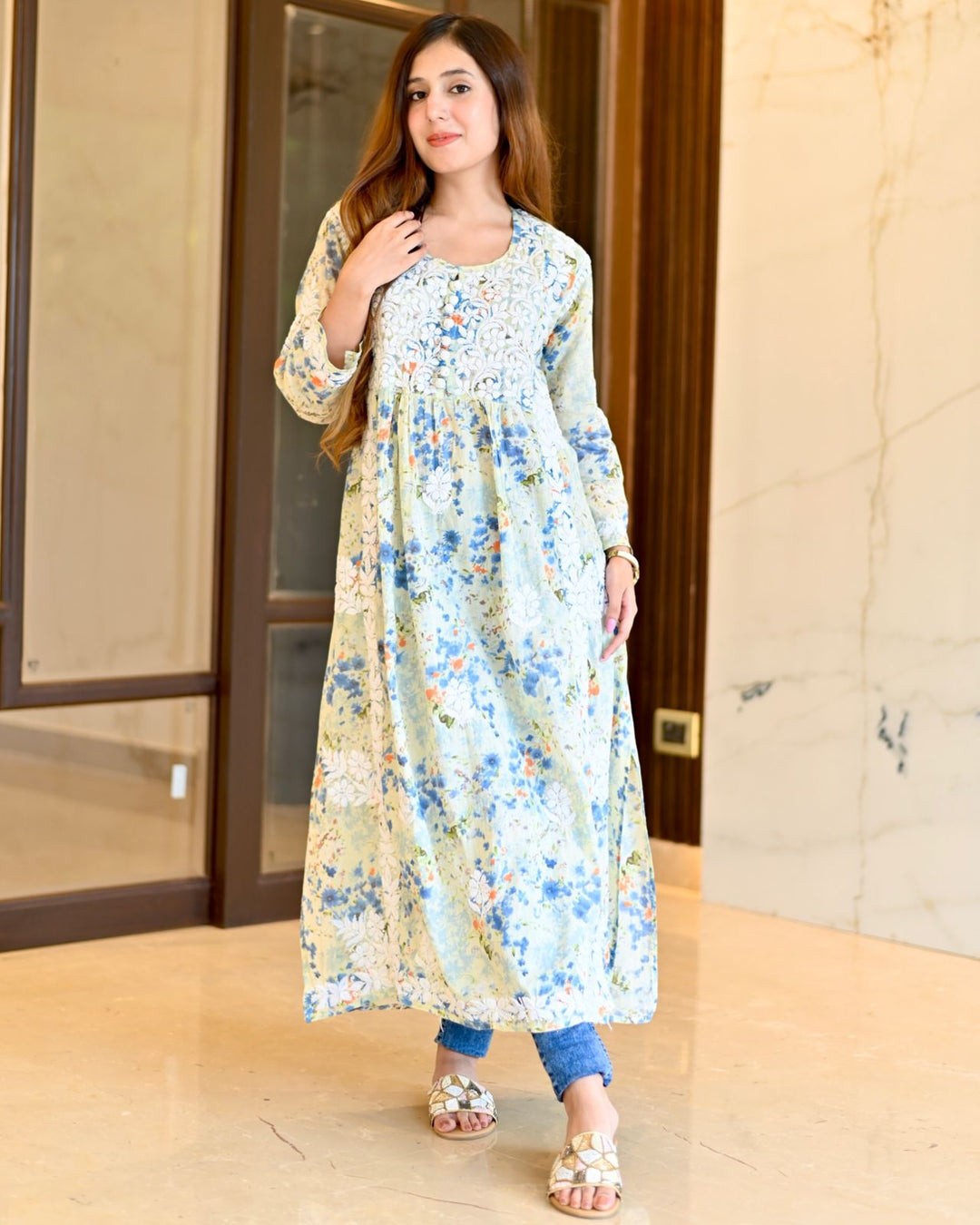 Nayra Cut Chikankari Kurta