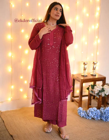 Ibadat Mukaish Chikankari Kurta Set